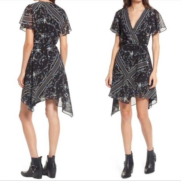 ALLSAINTS Kaiya Assam Print Asymmetrical Wrap Dress - Picture 2 of 12